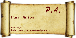 Purr Arion névjegykártya